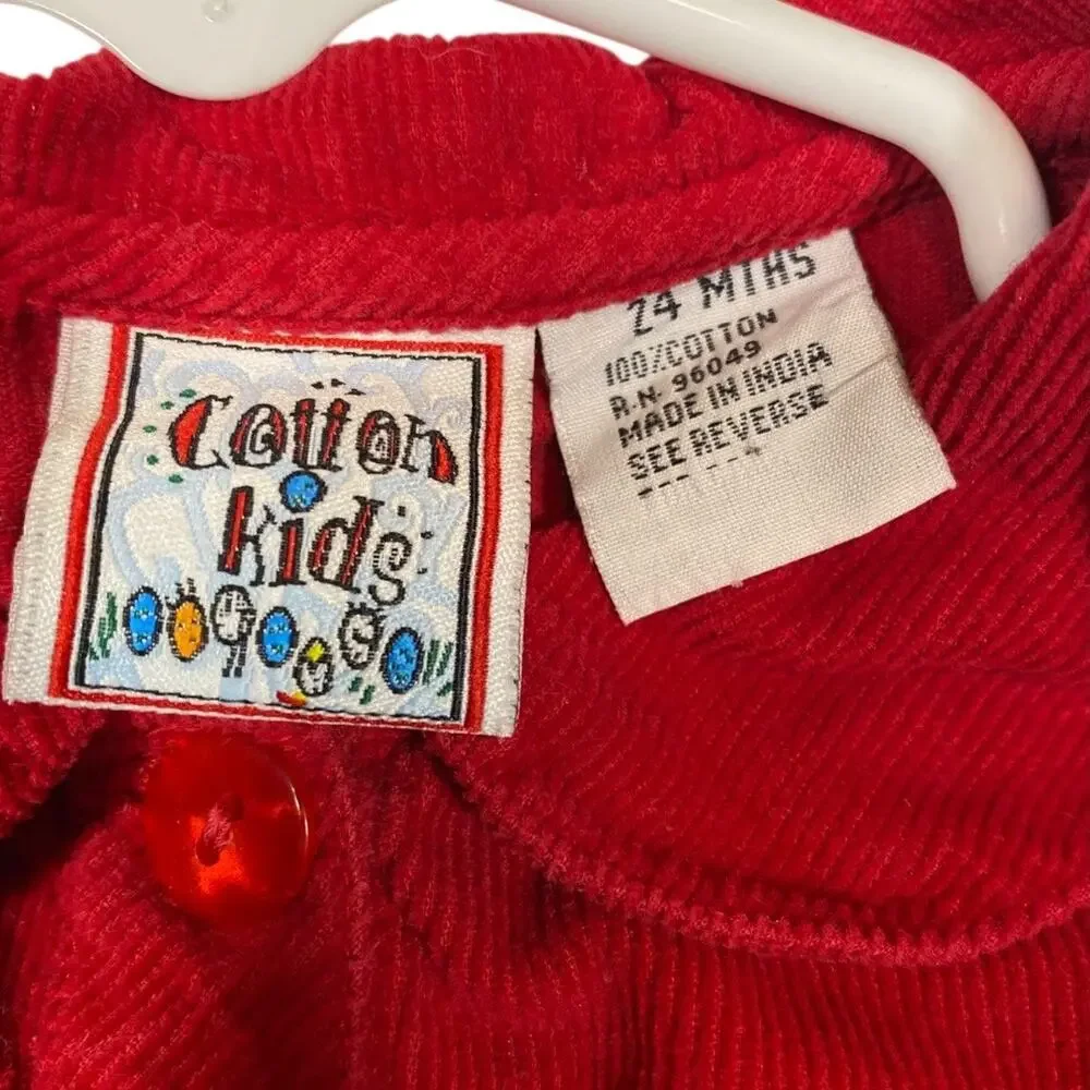 Cotton Kids 24 Mo Rust Orange Corduroy Fall Leaves Embroidered Snap One Piece - Picture 4 of 5